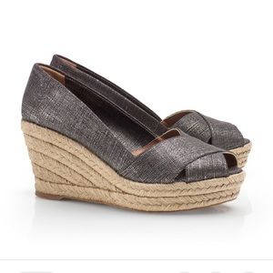 Tory Burch Metallic Filipa Gray Espadrille Wedge